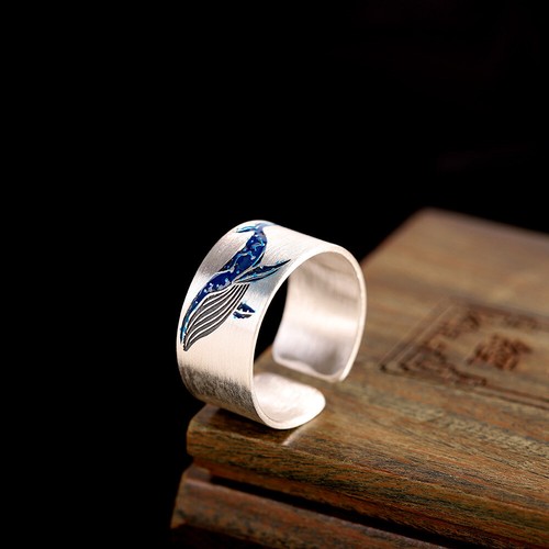 K03 ring blauer wal - blauer, feinsilber