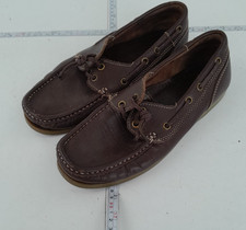 Deck Shoes 6 braune flache Damen-Slipper Leder Spitze Boot Halbschuhe