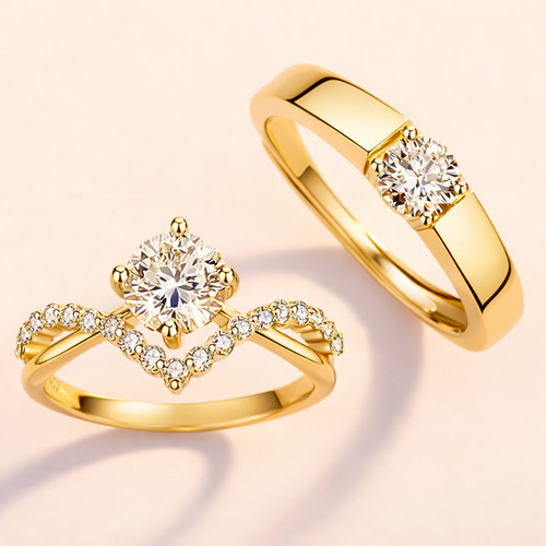 Goldfarbenes offenes ring set - offenes, ring-set