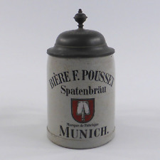 Steinzeug Bierkrug Brauereikrug Spatenbräu Biere F. Pousset Munich 0,2 Liter