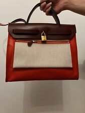 Hermes Herbag 31 orange mécano/ écru/ beige/ rouge