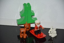 Lego® Duplo - Weihnachsmann auf Snowboard - 2 Waldtiere Schneehase Rehkitz Tanne