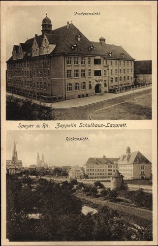 Speyer rhein zeppelin - ak, rhein,