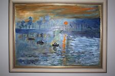 Ölgemälde: " Abendstimung im Hafen " nach C. Monet in ca. 56 x 76 cm 