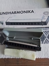 C-Dur Mundharmonika Blues Harmonika Diatonisch 10-Loch Messing Stimmplatte Etui