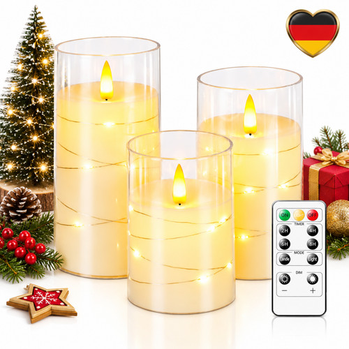 3er set flackernde flammenlose - flackernde,