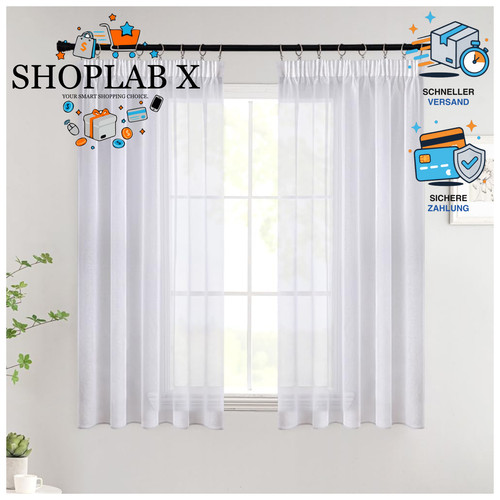 Gardinen kurz voile 2er set - gardinen,