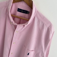 Polo Ralph Lauren Hemd Größe 2XB Big 3XL Herren Einfarbig Rosa Baumwolle Kurzarm