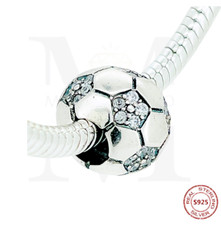 Charm Bead Fußball Zirkon 925