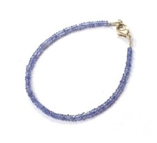 A++ Blauer Tansanit facettierte Rondelle Edelstein Perlen handgefertigte Männ...