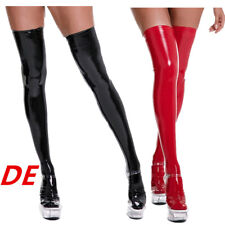 DE Damen Wetlook Overknees Halterlose Strümpfe Oberschenkel Lang Strapsstrümpfe