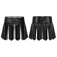 Herren Wetlook Kilt Lack Leder Rock Minirock Sissy Dessous Gothic Soldaten Kostü