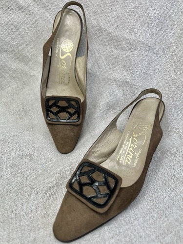 Vintage echtleder slingbacks - vintage,