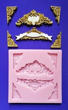 VERZIERTE ECKEN, BORDÜREN SILIKONFORM FÜR TORTENAUFLEGER, TON ETC.