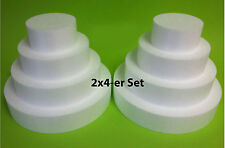 2 x Torten 4-stöckig/8-Set Ø 25/20/15/10x8 cm Dummy Cake Kreise Styropor Scheibe