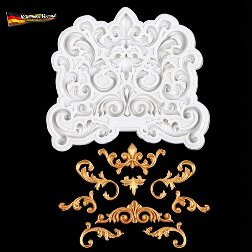Silikonform barock fondant - barock, 3d