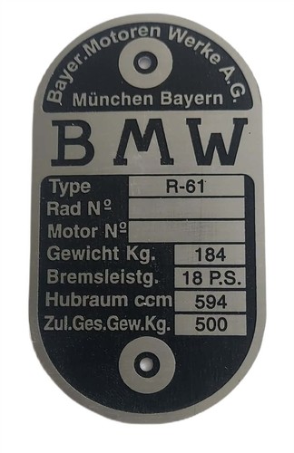 Bmw r61 typenschild - r61,
