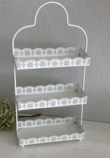 Etagere 3 stöckig, Spitzenbordüre Metall Weiß, Küche Bad ....., H: 45 cm