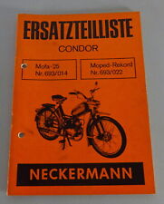 Teilekatalog / Ersatzteilliste Neckermann Condor Mofa-25 Moped Rekord von 1968 