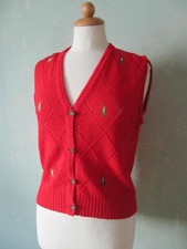 Loden Frey Weste Trachtenweste Strick warm rot bestickt Größe  38 M 