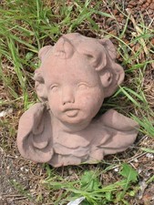 1er Engel Kopf Skulptur Links groß aus Kunst Sandstein im Antik Look X 07