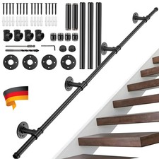 300CM Schwarz Handlauf Treppengeländer Geländer Wandhandlauf Wasserrohr Handlauf