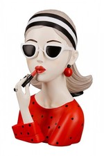 Gilde Figur, Frau, Lady mit rotem Lippenstift,  h 26 cm, rot, Ladykopf, Büste
