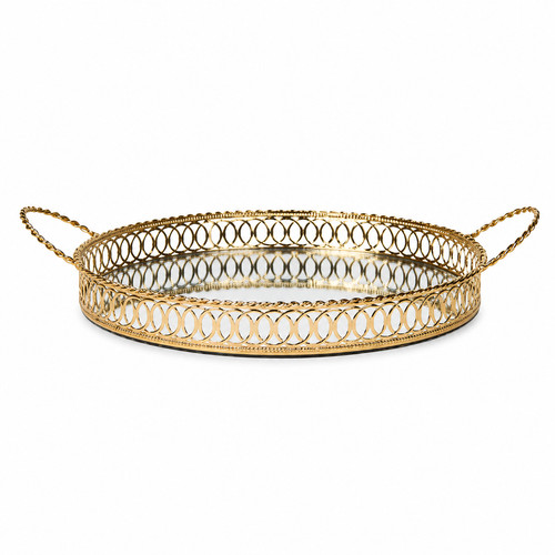 Spiegeltablett gold rund deko - rund,