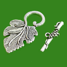 Schmuckverschluss Knebel Blatt Farbe Silber antik 36+23 mm 3 Verschlüsse  AN496