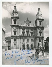 OSKAR WERNER - orig. Autogramm auf Pressefoto Salzburg Domfassade 