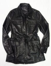 Amisu Jacke Übergangsjacke Gr.38 Schwarz Lederoptik Damen