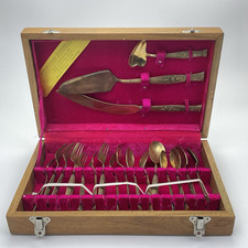 Vintage Messing-Besteck 24-tlg. Thailand Holzbox Antikkunstvoll Verziert RAR!