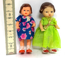 Puppe für Puppenstube Puppenhaus Gummi DDR Spielzeug 2 Stück 8/9cm /P7.7/15