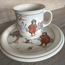 Pfalzkeramik Teller Tasse Winterzeit handekoriert Geschirr Vintage