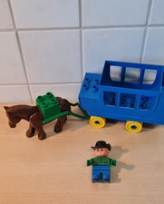 Lego Duplo Kutsche Western Ritter Postkutsche mit 1 Cowboy u. Pferd mit Deichsel