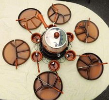 Fondue Set -6 Teller - Vintage Anfang 80iger Jahre -top erhalten-Drehgestell