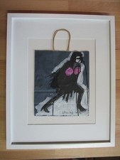 Bild Kunst Papiertüte Einkauf signiert Frau Original Unikat gerahmt
