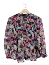 HALE BOB Transparenz-Bluse Damen Bluse Gr. DE 34 pink-schwarz-blau Casual-Look