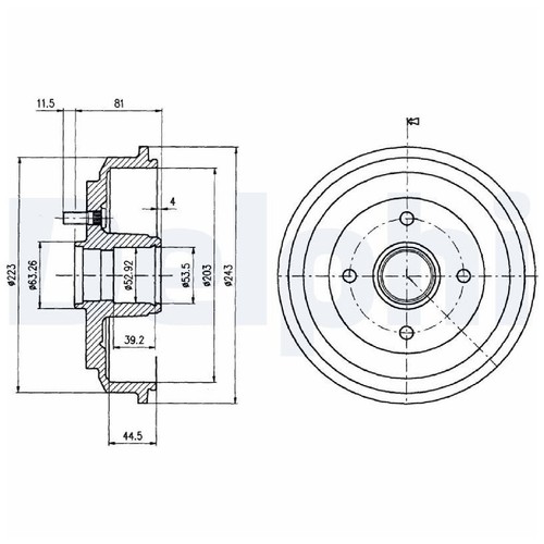 Bremstrommel hinten für - 2x,