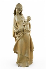 #350 Große handgeschnitze Holzfigur Maria mit Kind gestempelt, 48cm