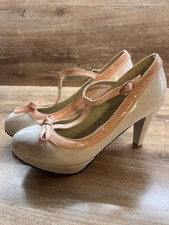 Rockabilly Damen Mary Jane High Heel Gr. 41 weiß rosa