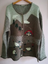 Landhaus Damen Wolljacke Trachtenjacke Strickjacke Cardigan 100% Wolle Größe XL