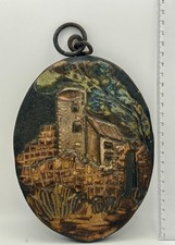 Vintage Keramik-Wandbild Haus