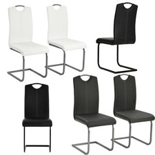  2/4x Kunstleder + Stahl Esszimmerstuhl Schwingstuhl Freischwinger Stuhl Modern