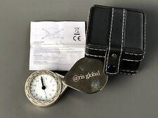 Reisewecker mit Lederetui - Edelstahl verchromt Zeitzonen Quartz tropfenförmig