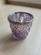 Windlicht Bauernsilber Violett 7,5cm Hoch 7,5cm Durchmesser Silberrand 
