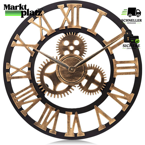 Wanduhr holz industrial gold - holz,