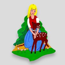 Vintage Brüder Grimm Deko Br+Schwesterchen 22cm Kurt Süß DDR Märchen-Holzbild