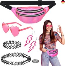  6 Stück 80er Jahre Accessoires Outfit Damen,80er 90er Jahre Kostüm Kleidung A 