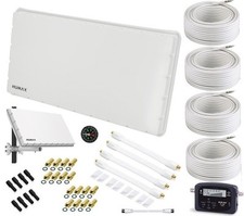Humax Sat Flachantenne Quad Flat Satellitenantenne 4 Teilnehmer Set Satfinder